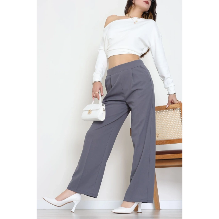 İthal Scuba Krep Lastikli Pantolon Antrasit - 51234.1397.