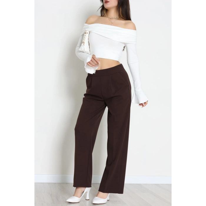 İthal Scuba Krep Lastikli Pantolon Kahve - 51234.1397.