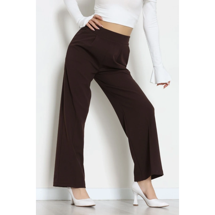 İthal Scuba Krep Lastikli Pantolon Kahve - 51234.1397.