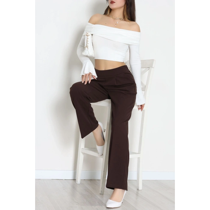 İthal Scuba Krep Lastikli Pantolon Kahve - 51234.1397.