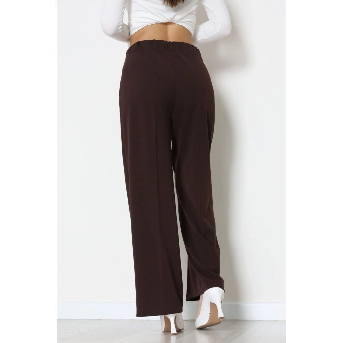 İthal Scuba Krep Lastikli Pantolon Kahve - 51234.1397.