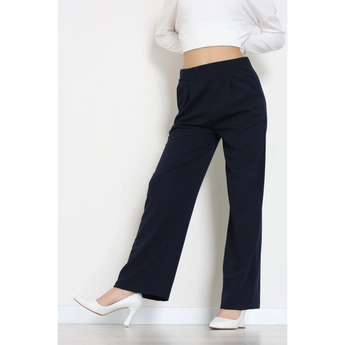 İthal Scuba Krep Lastikli Pantolon Lacivert - 51234.1397.