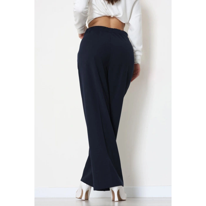 İthal Scuba Krep Lastikli Pantolon Lacivert - 51234.1397.