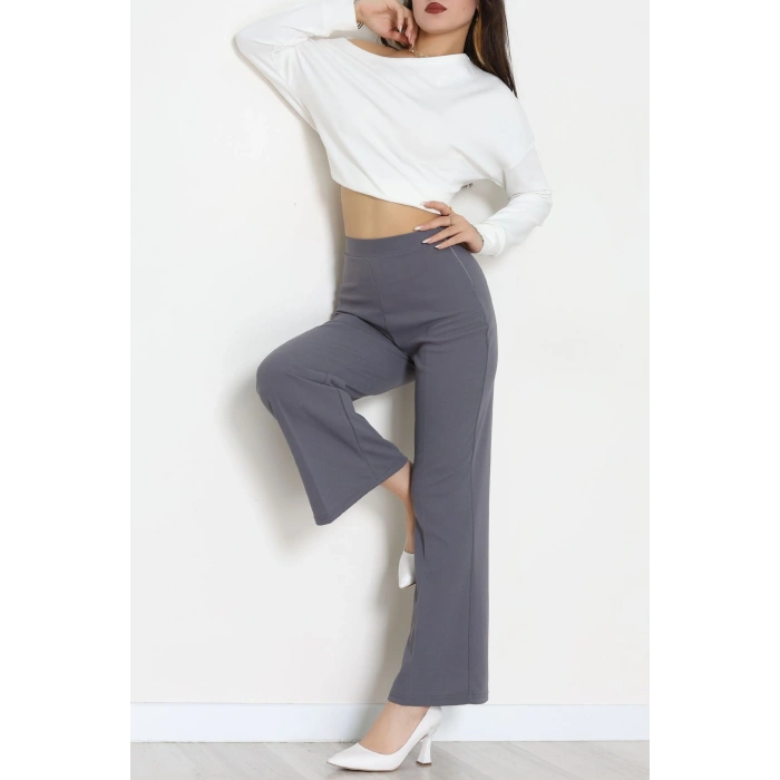 İthal Scuba Krep Likralı Yandan Fermuarlı Pantolon Antrasit - 51233.1397.