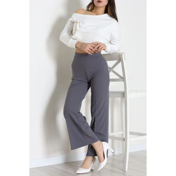 İthal Scuba Krep Likralı Yandan Fermuarlı Pantolon Antrasit - 51233.1397.