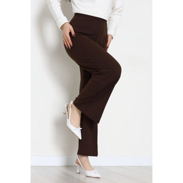 İthal Scuba Krep Likralı Yandan Fermuarlı Pantolon Kahve - 51233.1397.