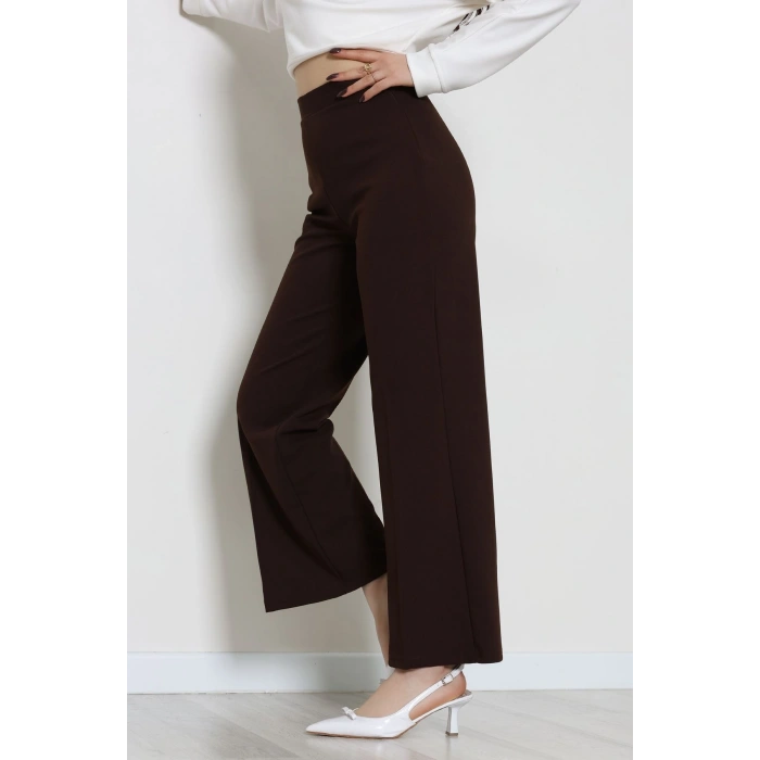 İthal Scuba Krep Likralı Yandan Fermuarlı Pantolon Kahve - 51233.1397.