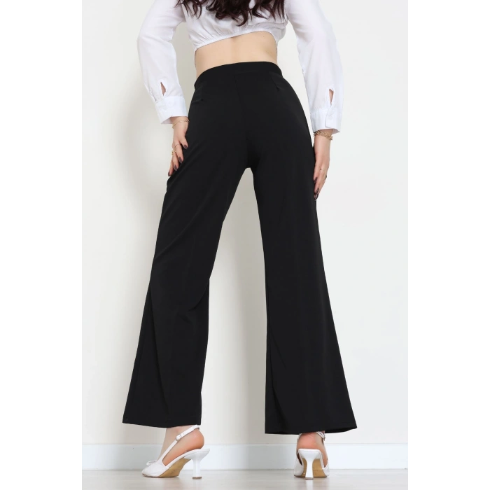 İthal Scuba Krep Likralı Yandan Fermuarlı Pantolon Siyah - 51233.1397.