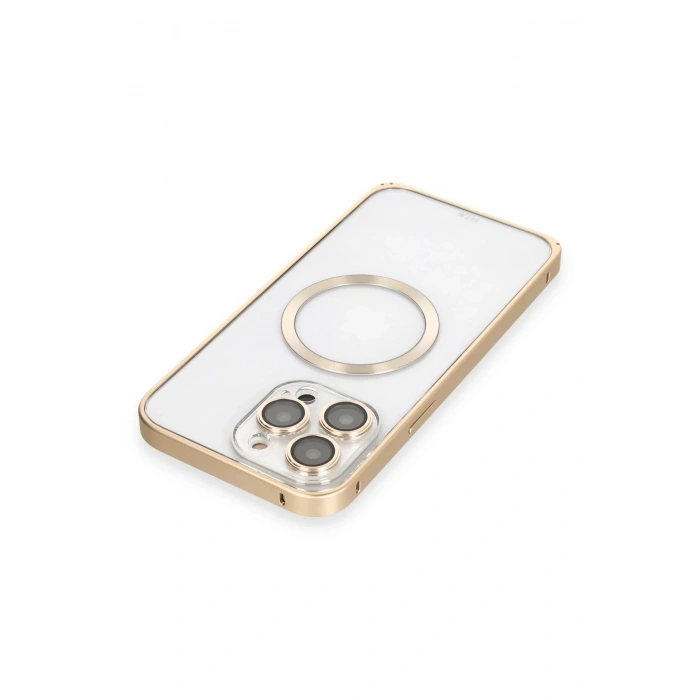 Joko iPhone 14 Pro Kılıf Metal Bumper Magneticsafe Kapak - Gold