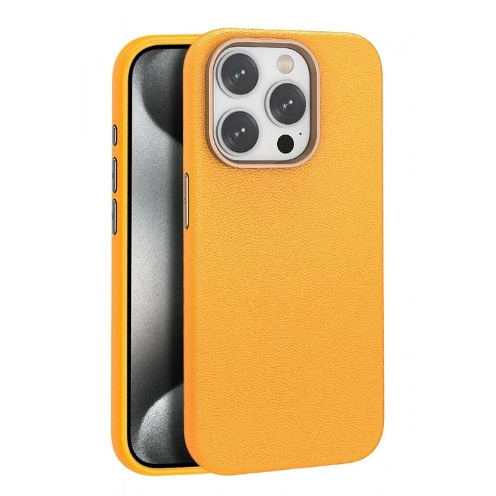 Joko iPhone 14 Pro Kılıf Wonder Deri Magsafe Kapak - Turuncu