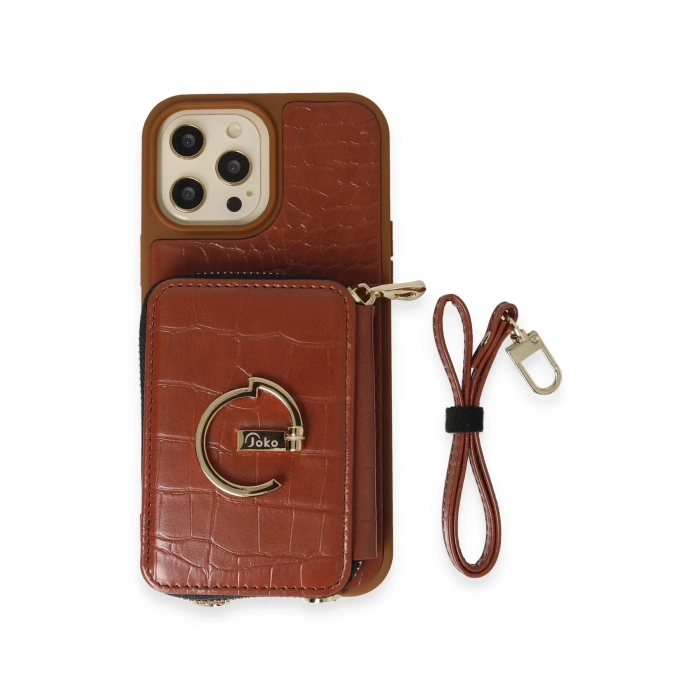 Joko iPhone 14 Pro Max Kılıf Ermes Kapak - Kahverengi