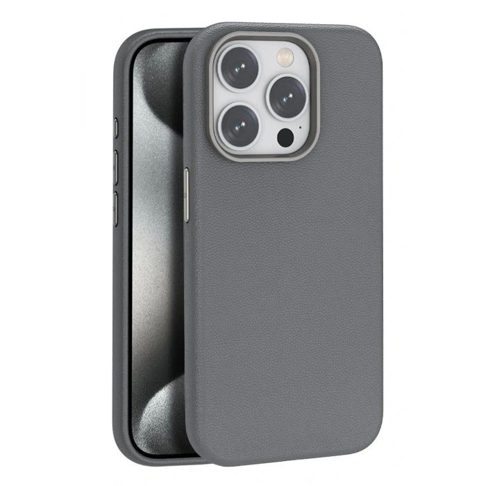 Joko iPhone 14 Pro Max Kılıf Wonder Deri Magsafe Kapak - Titan Gri