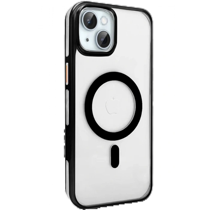Joko iPhone 15 Gleam PC Sert Magsafe Kılıf - Şeffaf-Siyah
