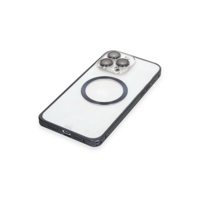 Joko iPhone 15 Pro Max Kılıf Metal Bumper Magneticsafe Kapak - Lacivert