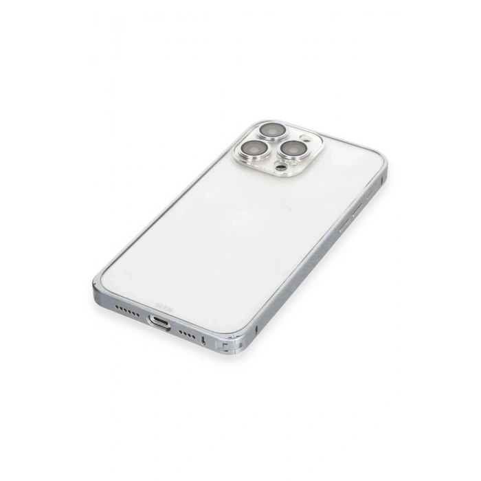 Joko iPhone 15 Pro Max Metal Bumper Mat Kapak - Gri