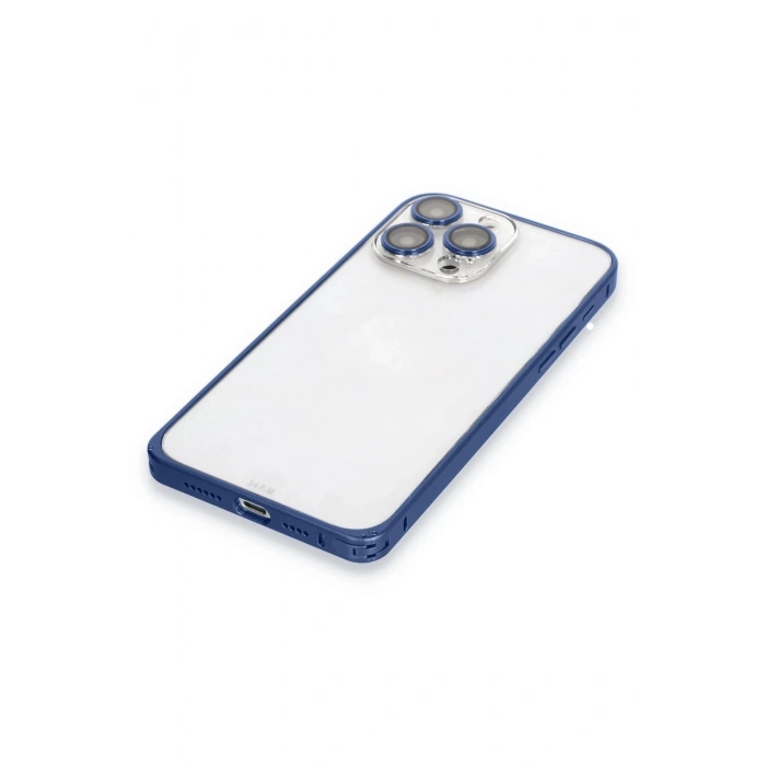 Joko iPhone 15 Pro Max Metal Bumper Mat Kapak - Lacivert