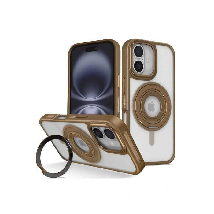 Joko iPhone 16 Banza Magsafe Standlı Kapak - Kahverengi