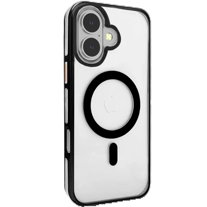 Joko iPhone 16 Gleam PC Sert Magsafe Kılıf - Şeffaf-Siyah