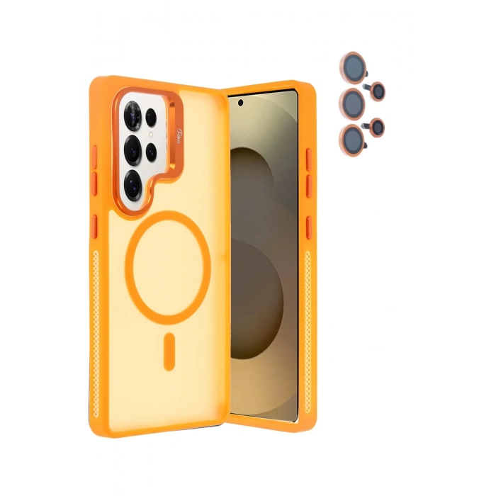 Joko Samsung Galaxy S25 Ultra Flet Lens Magsafe Kapak - Turuncu