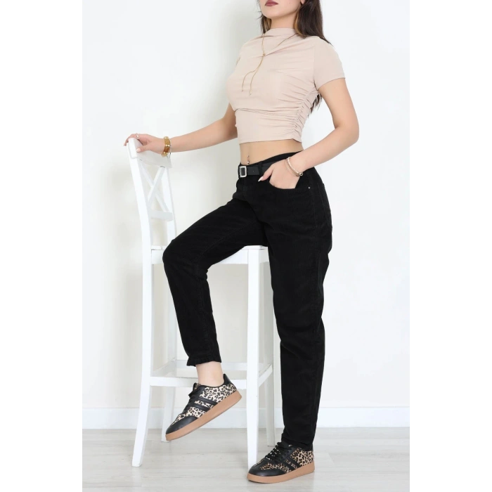 Kadife Conic Fit Pantolon Siyah - 2435766.1968.