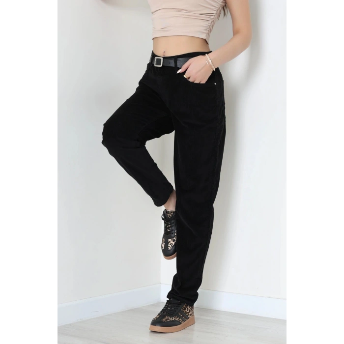 Kadife Conic Fit Pantolon Siyah - 2435766.1968.