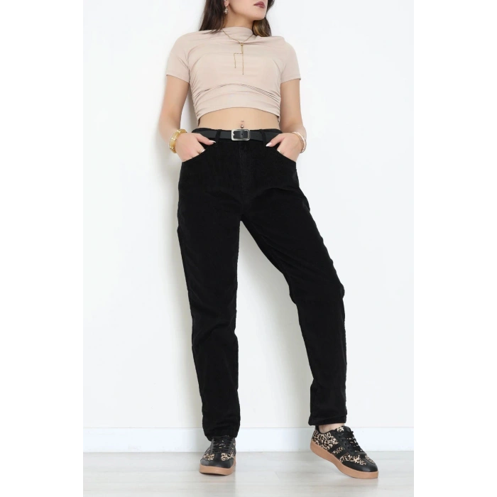 Kadife Conic Fit Pantolon Siyah - 2435766.1968.