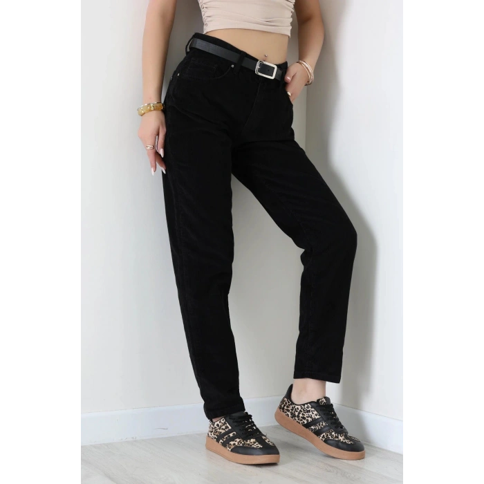 Kadife Conic Fit Pantolon Siyah - 2435766.1968.