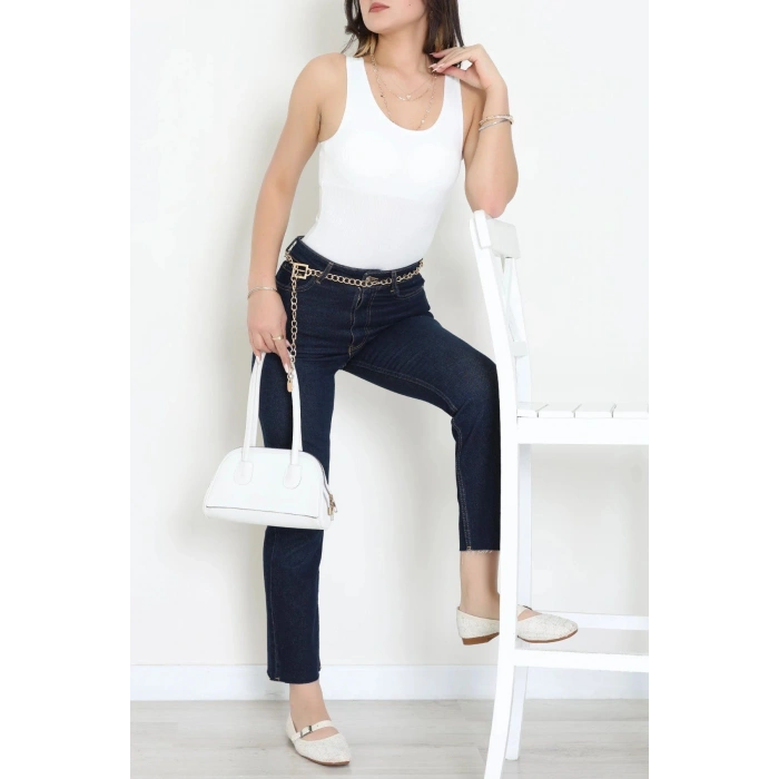 Kalın Askılı Pedli Atlet Beyaz - 3608.1783.