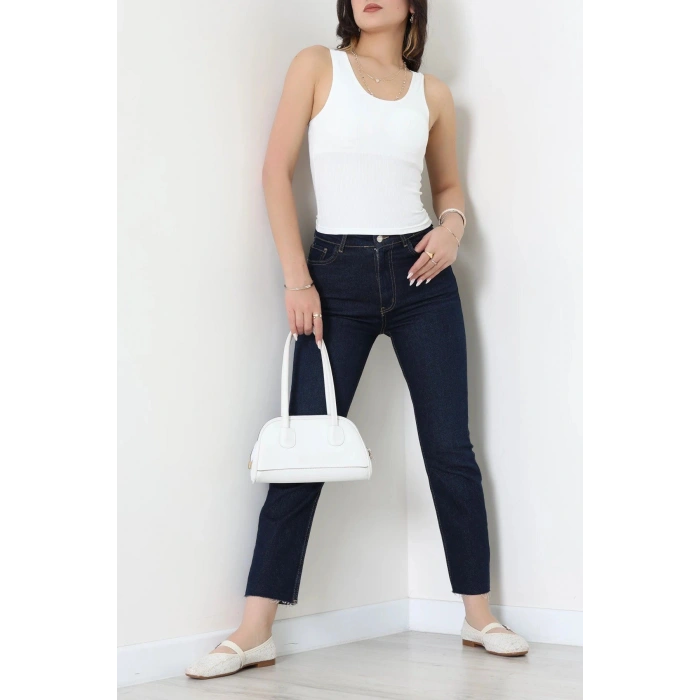 Kalın Askılı Pedli Atlet Beyaz - 3608.1783.