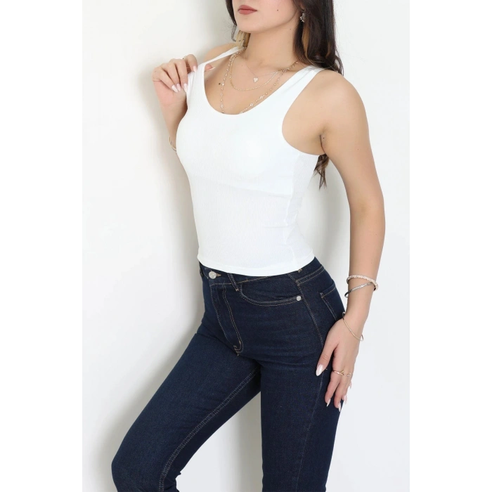 Kalın Askılı Pedli Atlet Beyaz - 3608.1783.