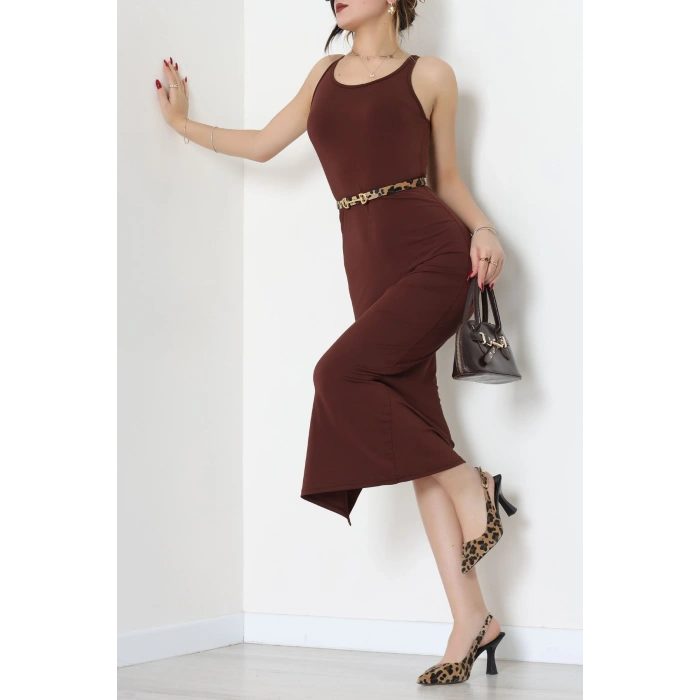 Kalın Askılı Sandy Elbise Kahve - 70833.1949.