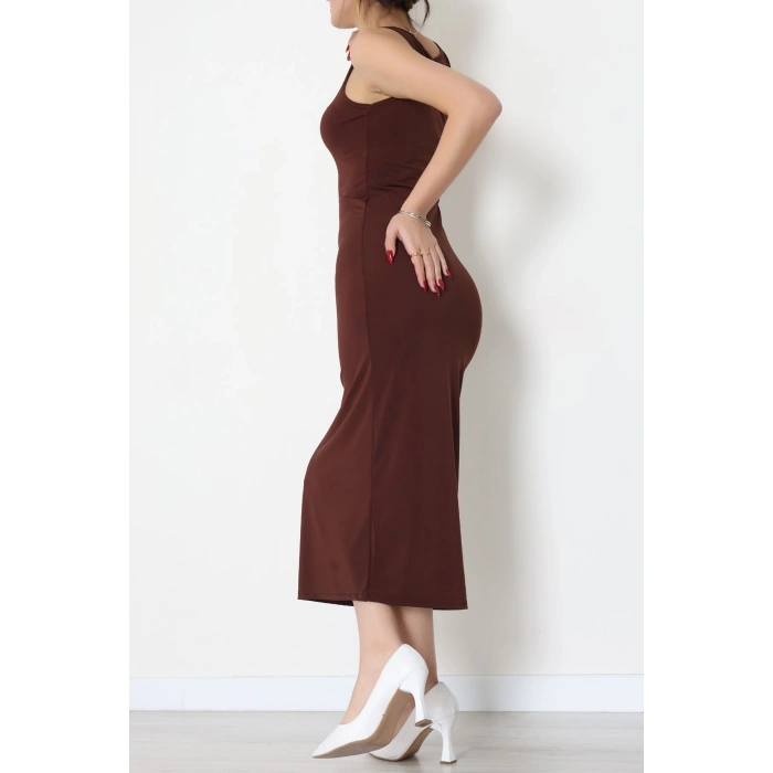 Kalın Askılı Sandy Elbise Kahve1 - 70833.1949.