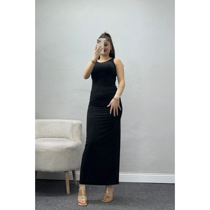 Kalın Askılı Sandy Elbise Siyah - 70833.1949.