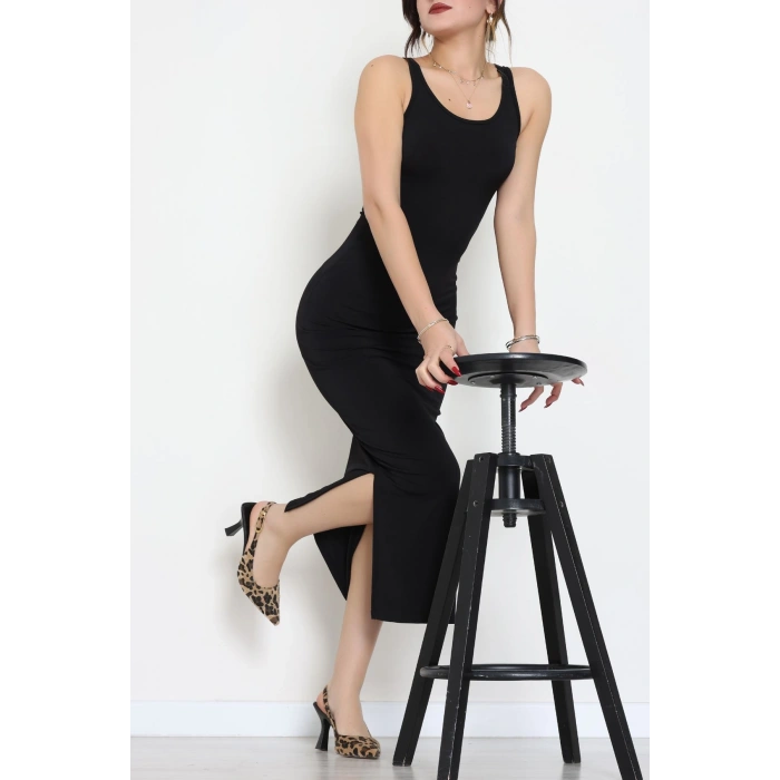 Kalın Askılı Sandy Elbise Siyah - 70833.1949.