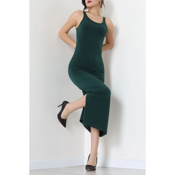 Kalın Askılı Sandy Elbise Zümrüt - 70833.1949.