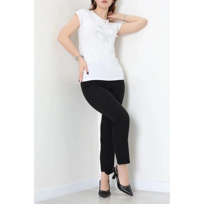 Kalp Detaylı Bluz Beyaz - 43998.599.