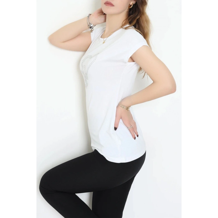 Kalp Detaylı Bluz Beyaz - 43998.599.