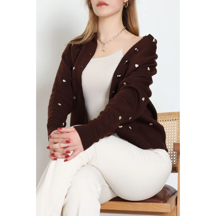 Kalp Detaylı Hırka Kahvelatte - 3219.1577.