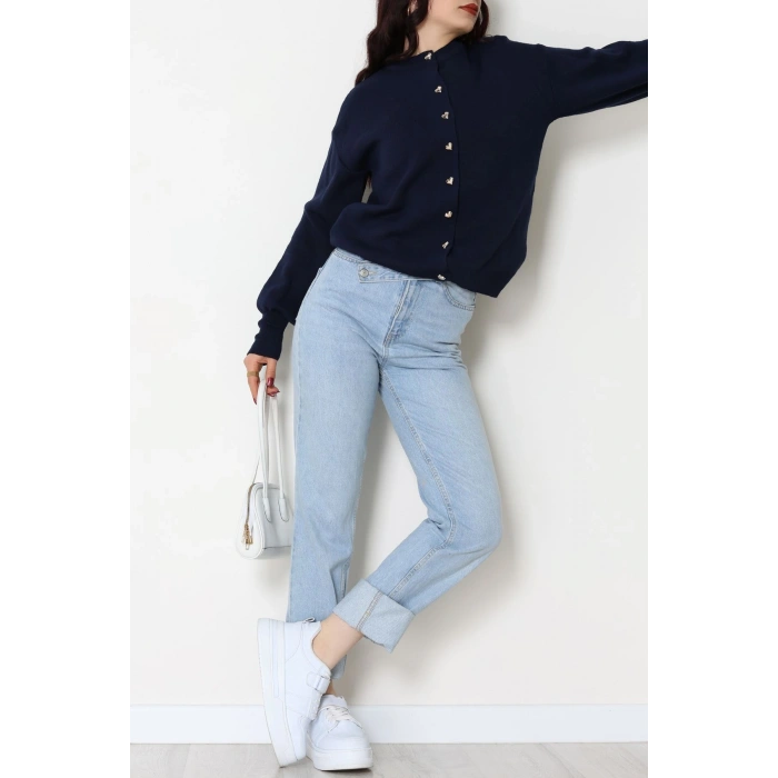 Kalp Düğmeli Hırka Lacivert - 3256.1577.