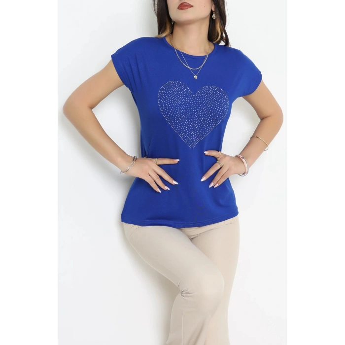 Kalp İşlemeli Bluz Saks - 44005.599.