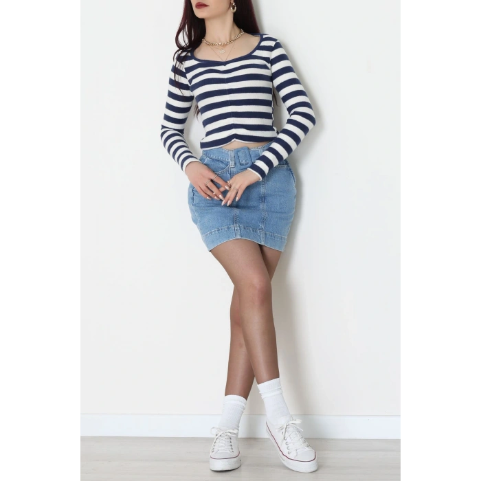 Kalp Yaka Büzgülü Kaşkorse Bluz Lacibeyaz - 51092.1567.