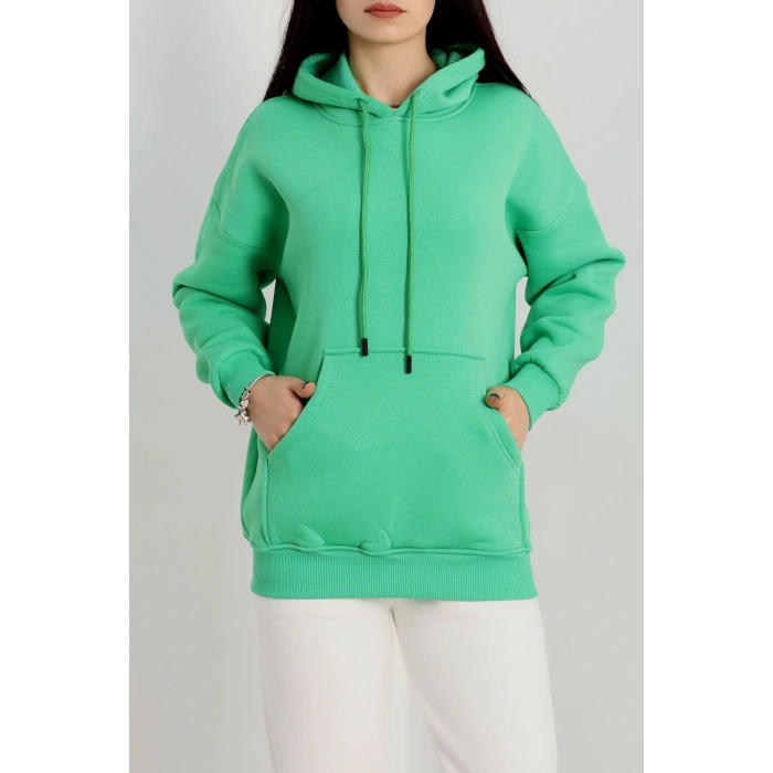 Kanguru Cepli Kapşonlu Sweat Açıkyeşil - 20960.1878.