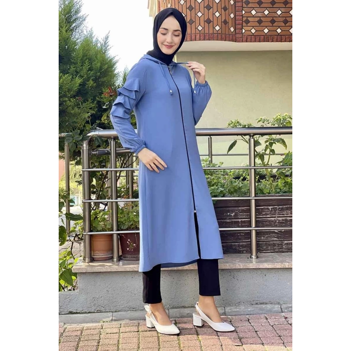 Kapişonlu Kap İndigo