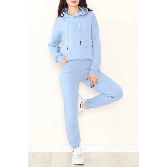 Kapşonlu 3 İplik Eşofman Takımı Bebemavi - 20965.1878.