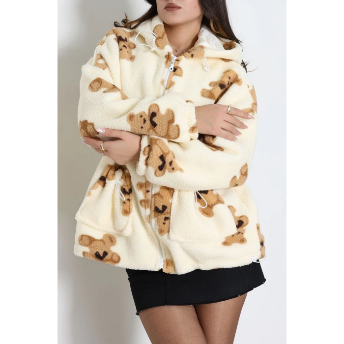 Kapşonlu Astarlı Mont Bej - 42469.1247.