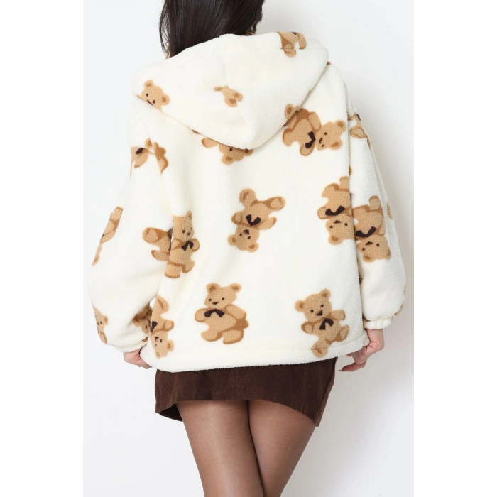 Kapşonlu Astarlı Mont Ekru - 42469.1247.