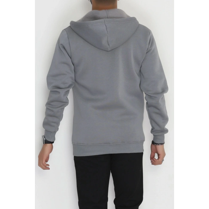 Kapşonlu Fermuarlı 3 İplik Erkek Sweat Antrasit - 42575.1878.