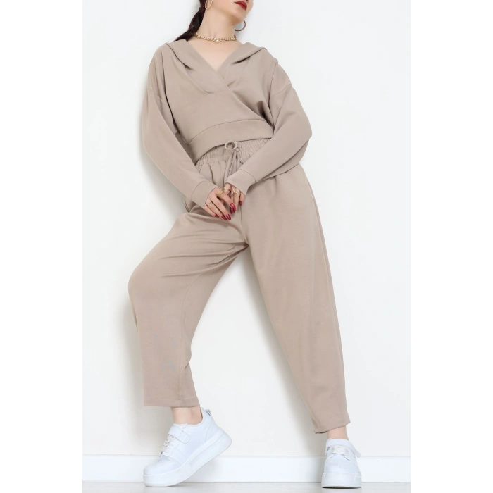 Kapşonlu İkili Modal Takım Vizon - 50916.1995.