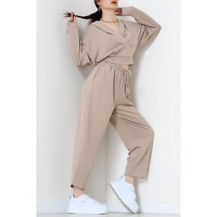 Kapşonlu İkili Modal Takım Vizon - 50916.1995.