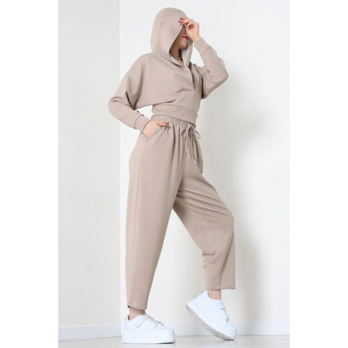 Kapşonlu İkili Modal Takım Vizon - 50916.1995.